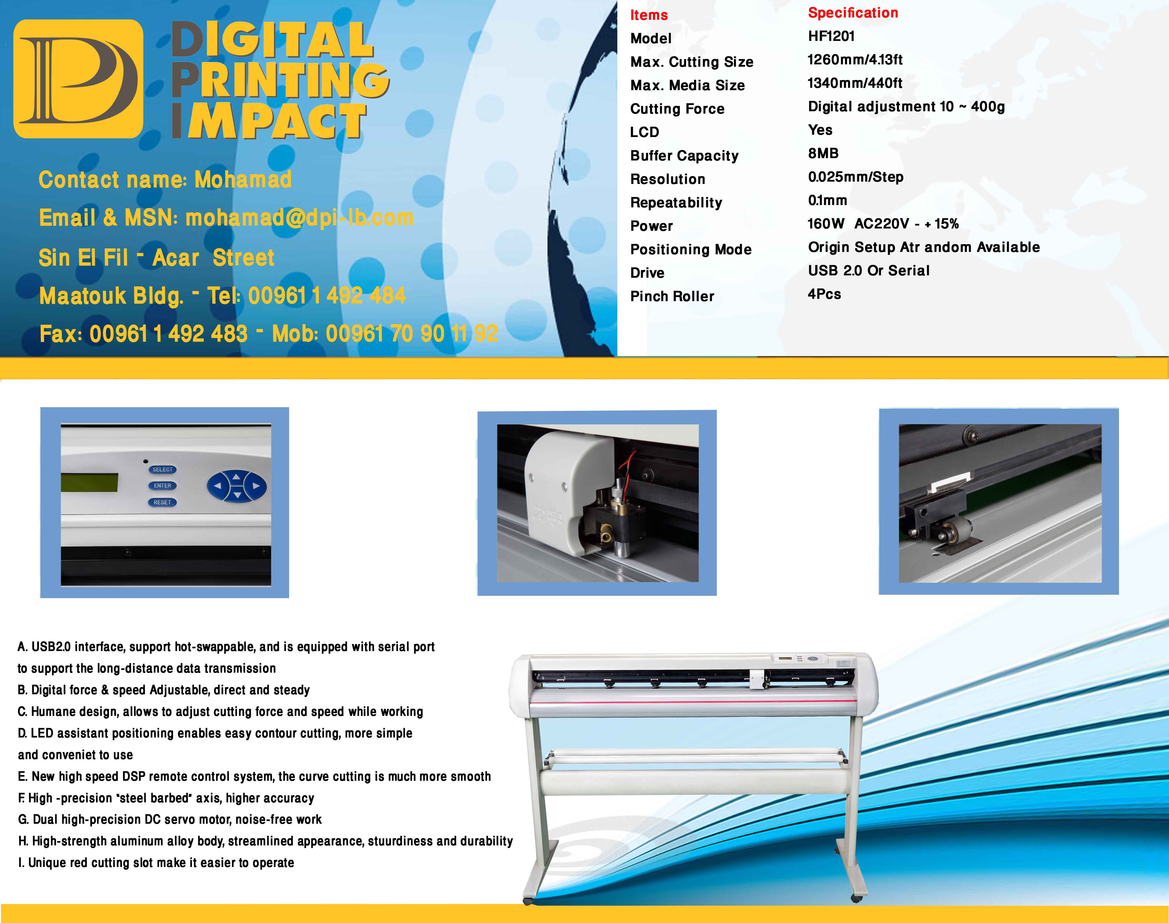 Vinyl Cut Machine, Optical Lens, Dual Servo, Coral Draw software